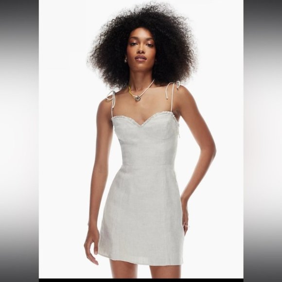 Aritzia Dresses & Skirts - Aritzia Wilfred Green Sleeveless Self Tie Smock Mini Fable Dress Size 14